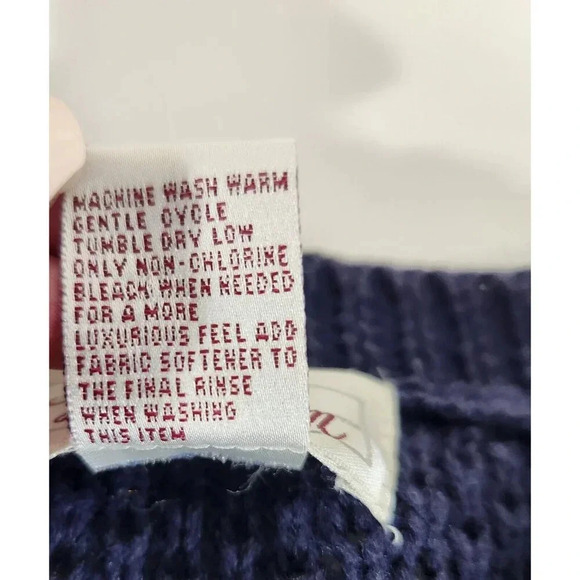 Women's Worthington Heavyweight Sweater Cardigan Size Medium Navy Vintage - Picture 7 of 8